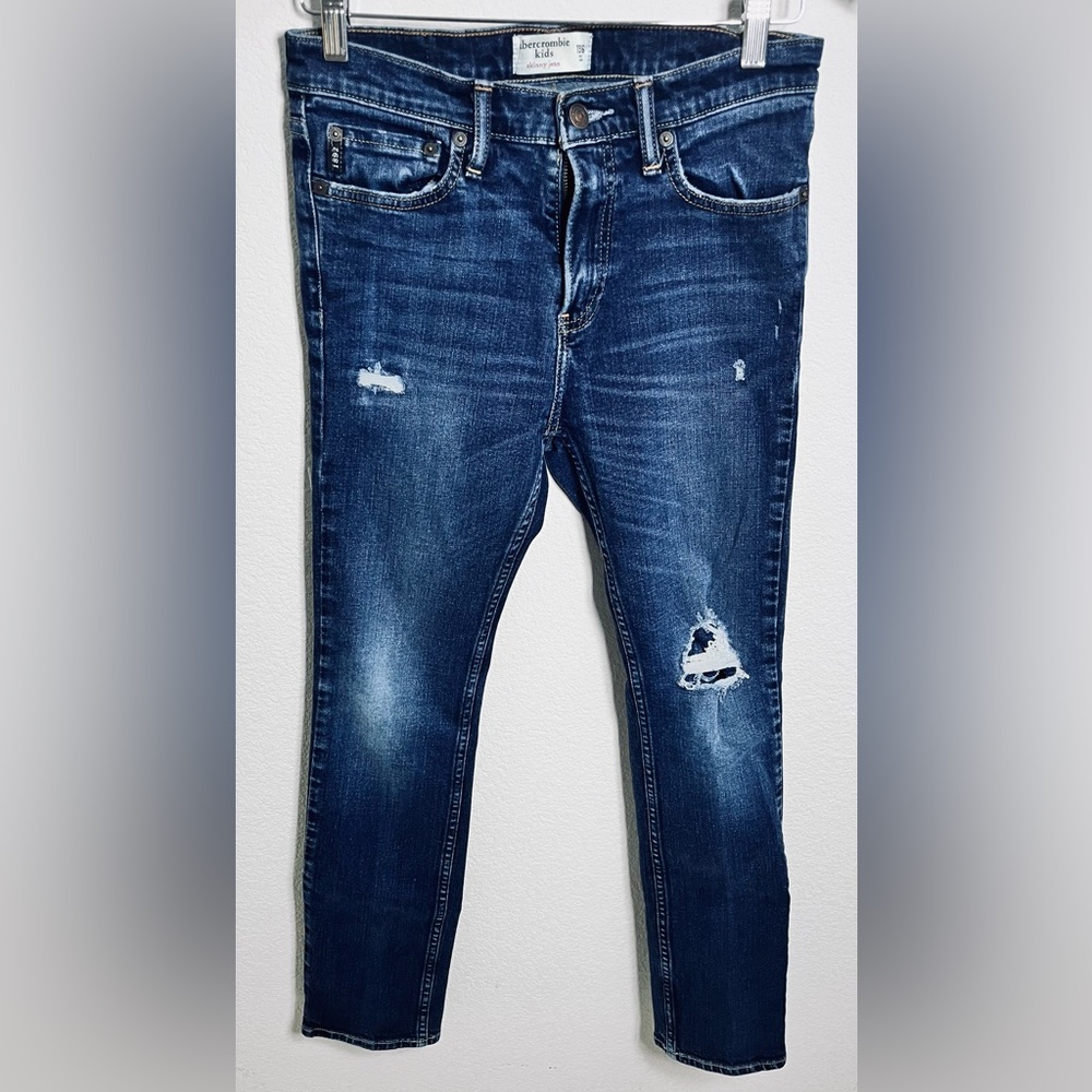 Abercrombie & Fitch Kids Dark Blue Distressed skinny Jeans Size 15/16